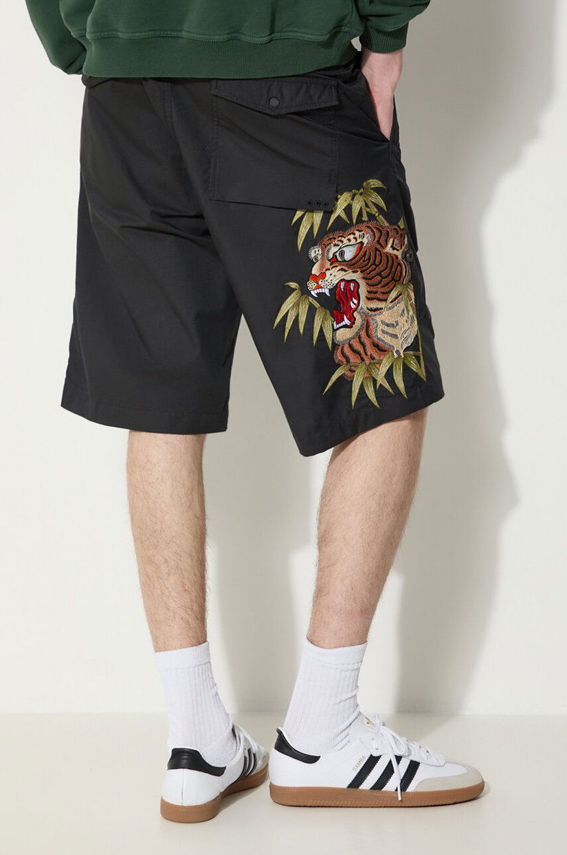 Maharishi pantaloni scurti Maha Tiger Loose Snoshorts barbati, culoarea negru, 5099.BLACK