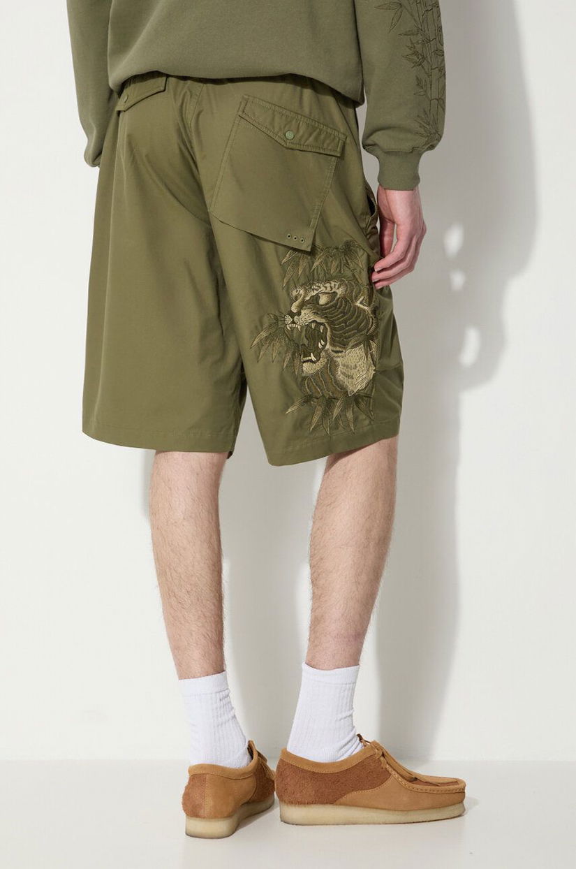 Maharishi pantaloni scurti Maha Tiger Loose Snoshorts barbati, culoarea verde, 5099.OLIVE