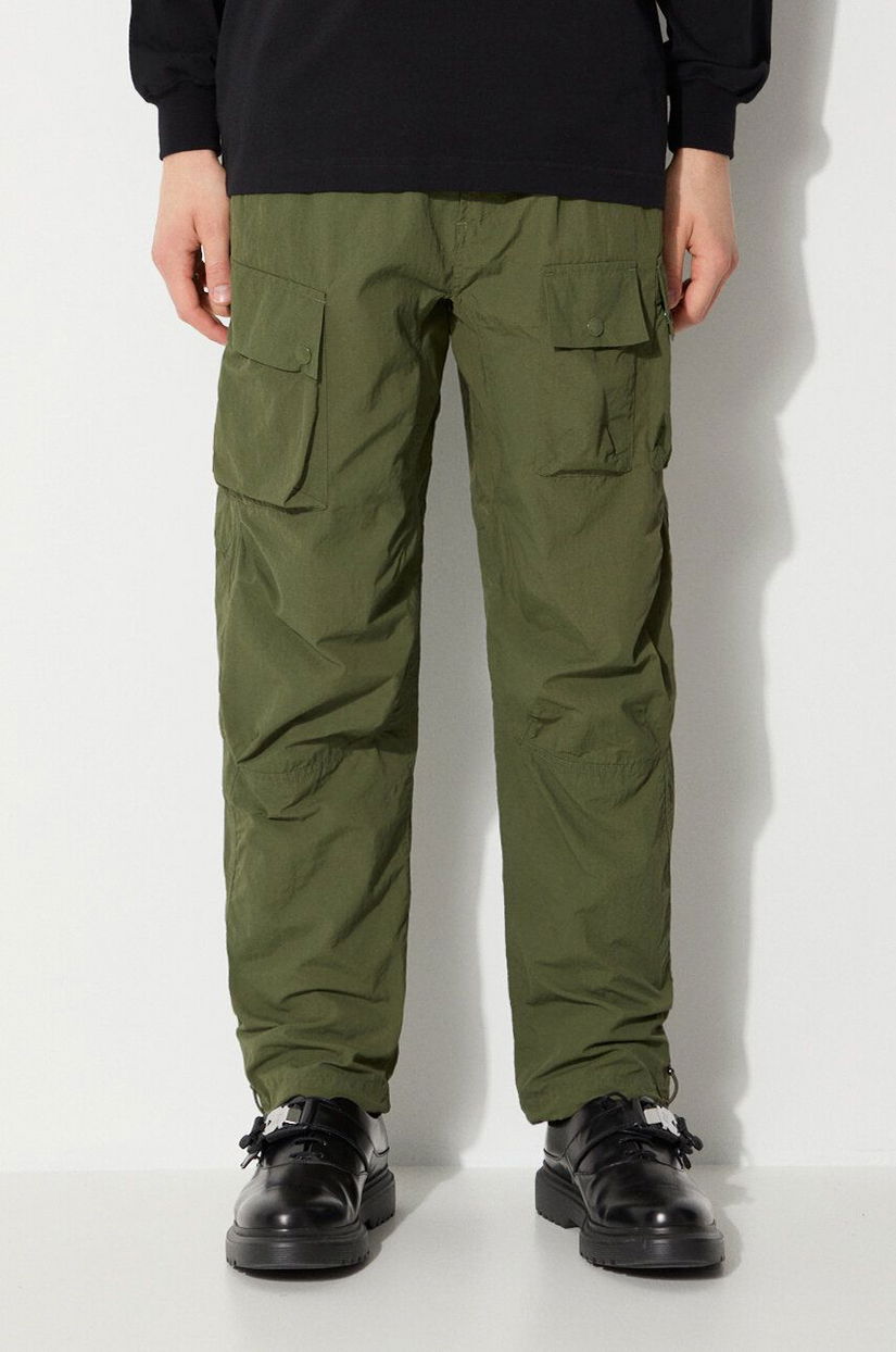 Maharishi pantaloni Veg Dyed Cargo Track Pants Japanese barbati, culoarea verde, drept, 5040.OLIVE