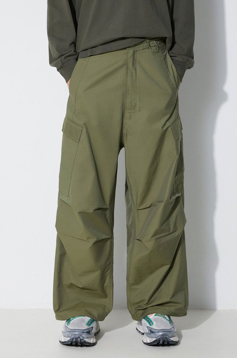 Maharishi pantaloni Oversized Tobi Cargo Snopants bărbați, culoarea verde, drept, 4615.OLIVE