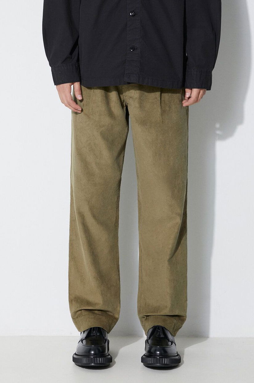 Maharishi pantaloni de catifea cord Loose Chino culoarea verde, cu fit chinos, 4568.OLIVE