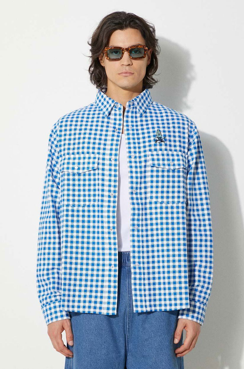 ICECREAM camasa din bumbac Longsleeve Printed Check Shirt barbati, cu guler clasic, relaxed, IC24222