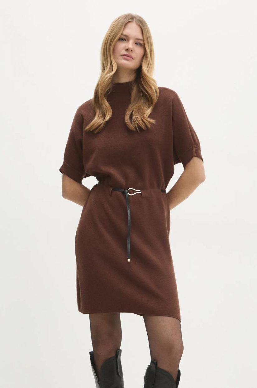 Answear Lab rochie culoarea maro, mini, oversize