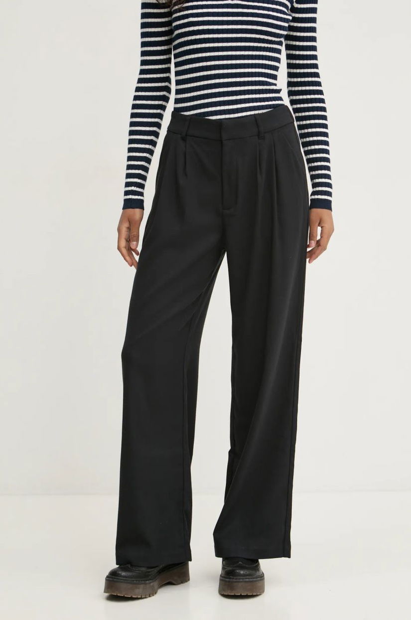 Hollister Co. pantaloni femei, culoarea negru, lat, high waist, KI356-4144