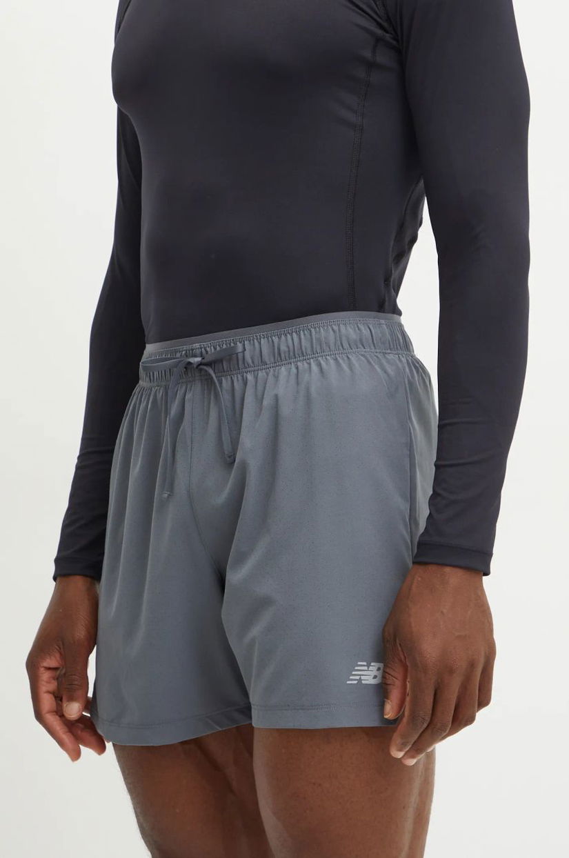 New Balance pantaloni scurți de alergare culoarea gri, MS41286GT