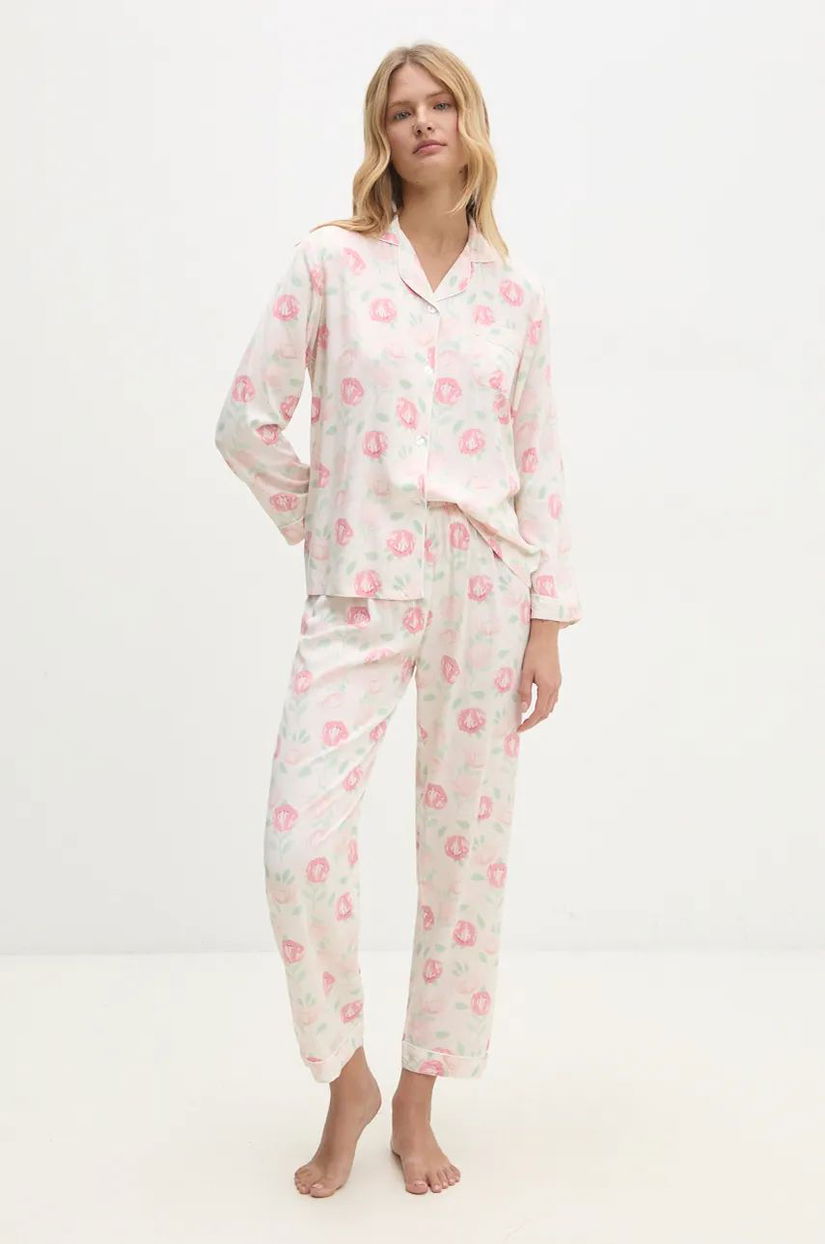 Answear Lab pijama femei, culoarea roz