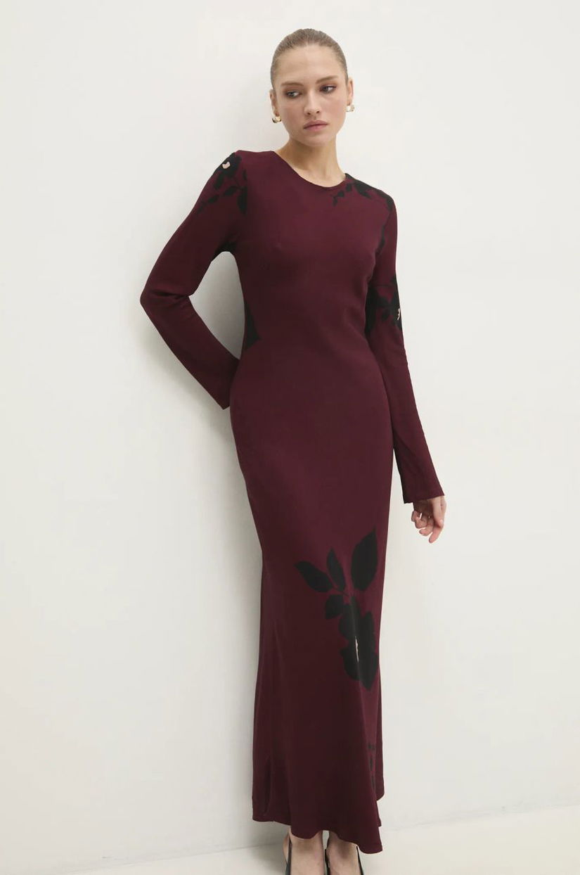 Answear Lab rochie culoarea bordo, maxi, evazati