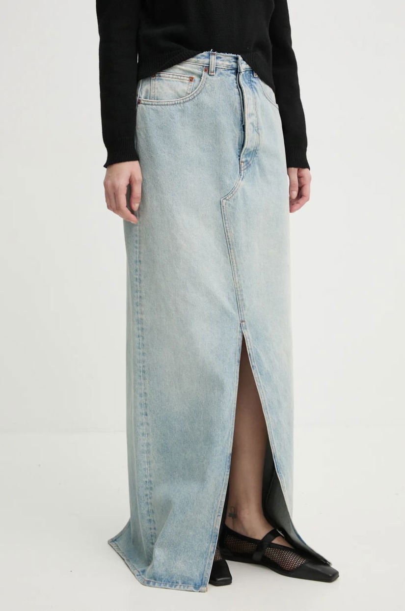 MM6 Maison Margiela fustă din denim maxi, dreaptă, S62MI0021.S30589