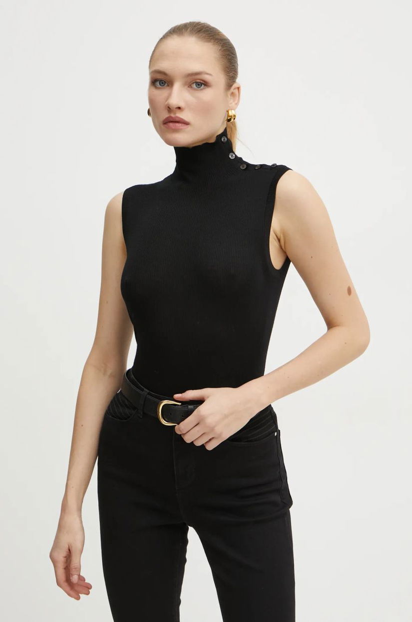 BOSS vesta de lana culoarea negru, light, cu turtleneck, 50530703