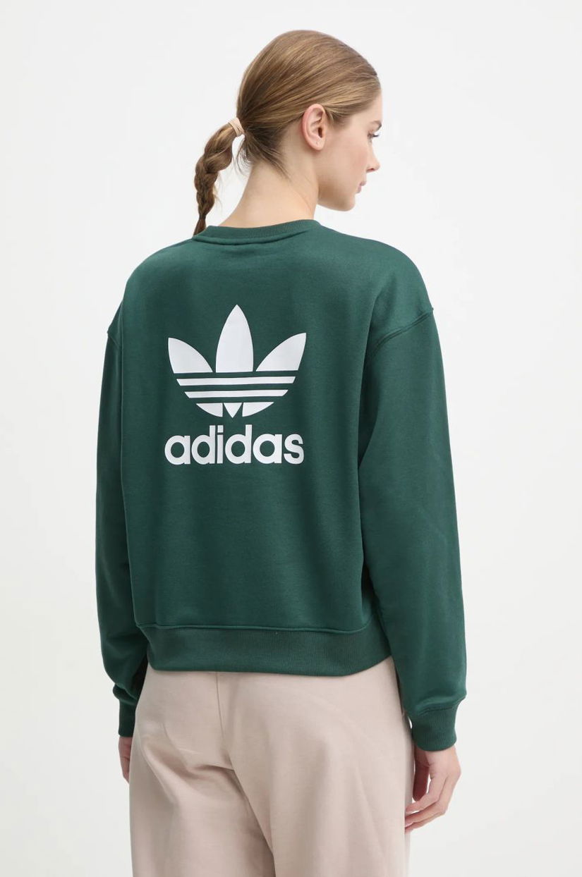 adidas Originals bluza femei, culoarea verde, cu imprimeu, IY4715