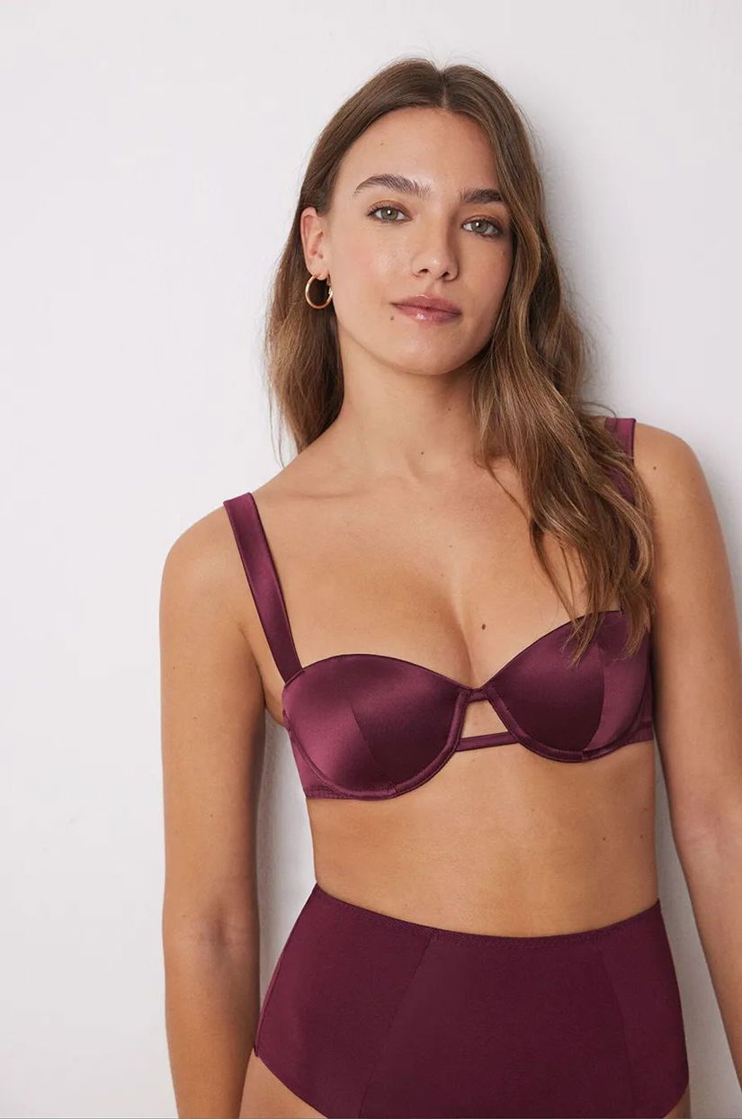 women'secret sutien SENSE LIMITED EDITION culoarea bordo, satin, neted, 7918847