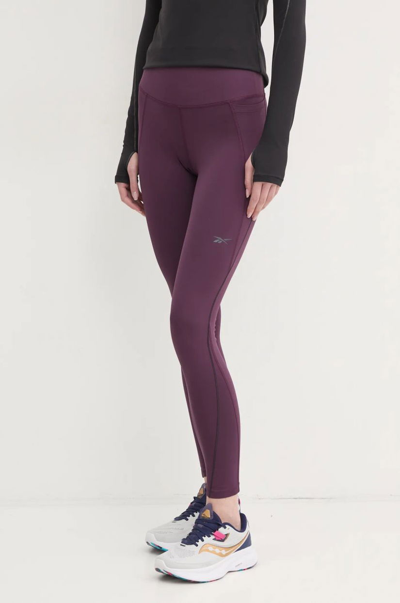 Reebok leggins de antrenament LUX Collection culoarea violet, neted, 100205687