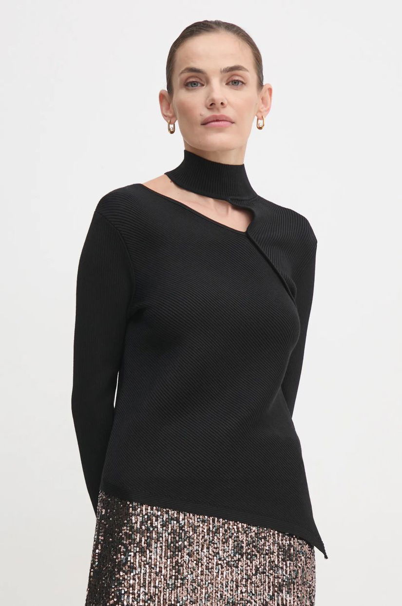 Dkny pulover femei, culoarea negru, cu turtleneck, P43SAL18