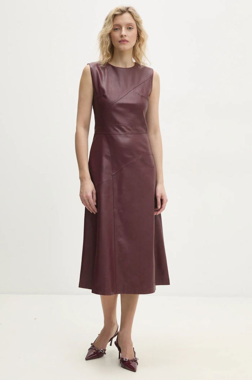 Answear Lab rochie culoarea bordo, midi, evazati