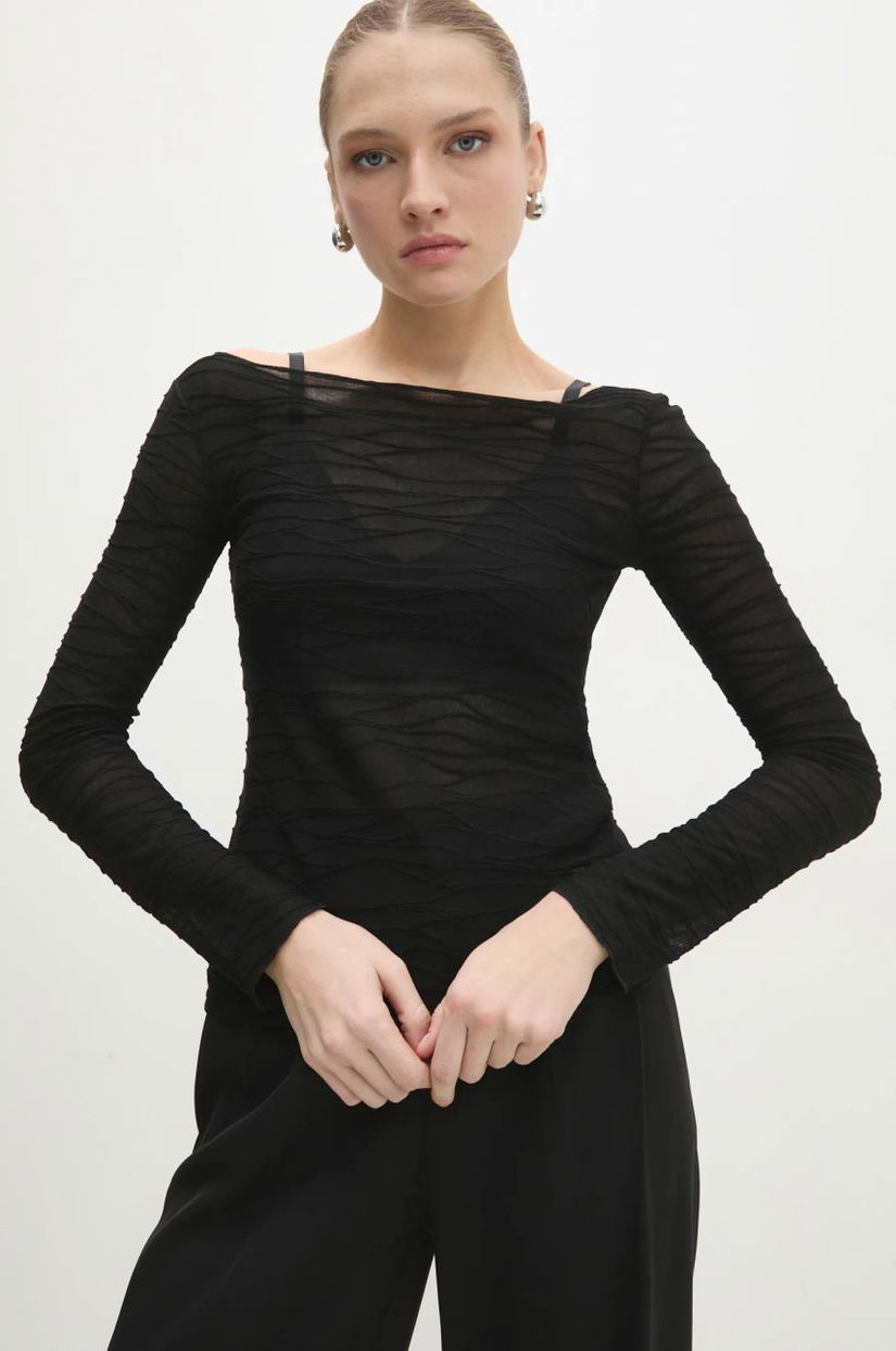 Answear Lab bluza femei, culoarea negru, neted