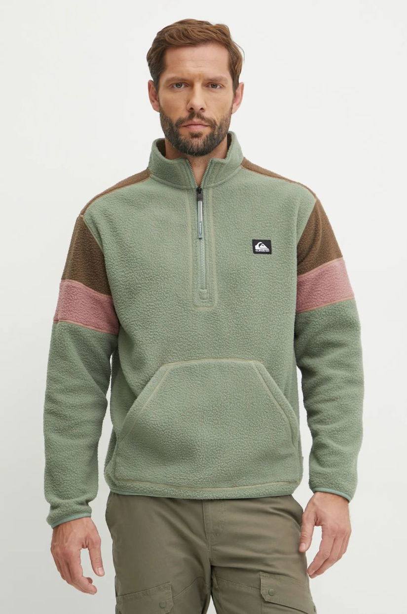 Quiksilver hanorac fleece Clean Coast culoarea verde, modelator, EQYFT04960