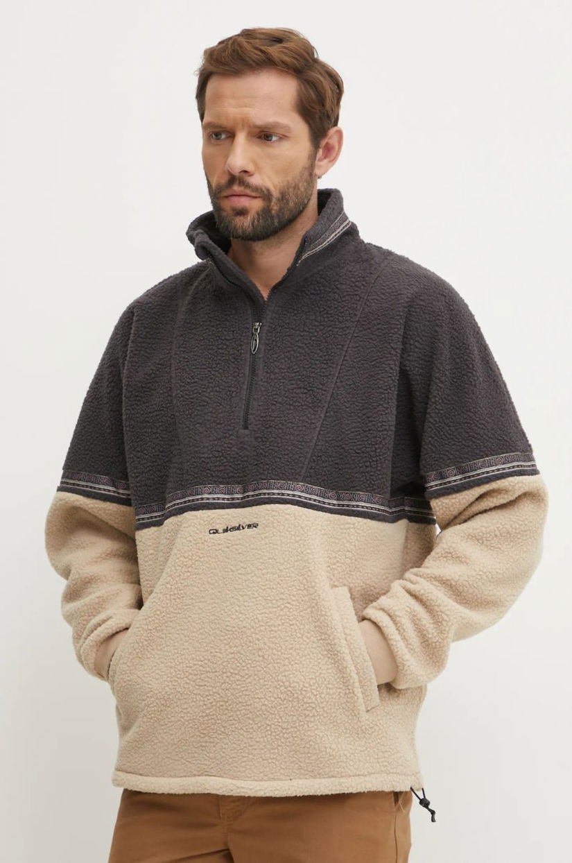 Quiksilver hanorac fleece Take Us Back Block culoarea gri, modelator, EQYFT04974