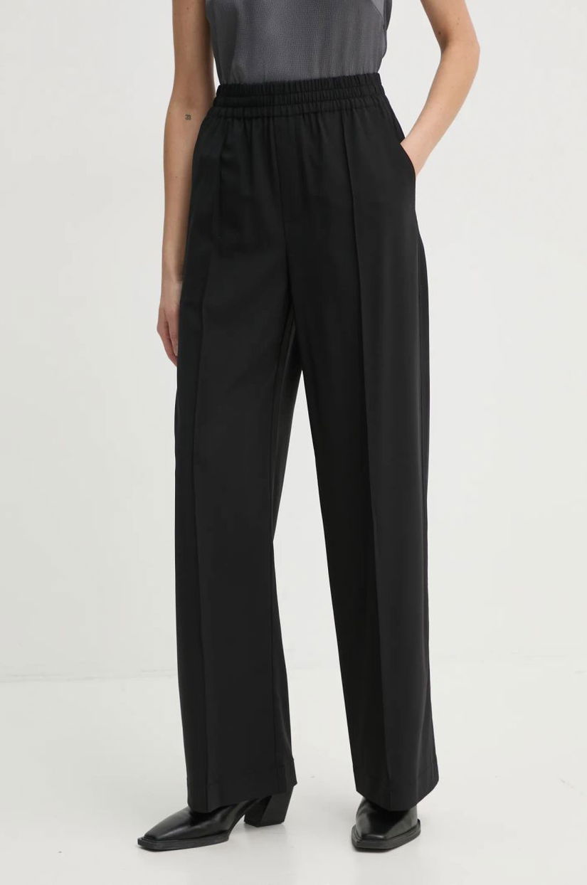 A.L.C. pantaloni de lana Jackson culoarea negru, drept, high waist, 2PANT00141