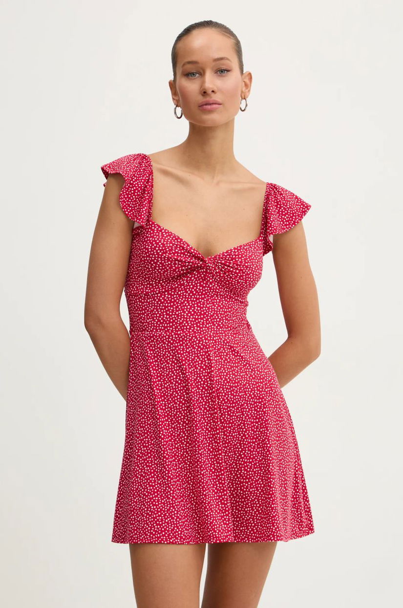 Hollister Co. rochie culoarea rosu, mini, mulata, KI359-4363