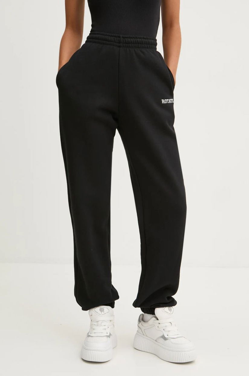 Rotate pantaloni de trening din bumbac culoarea negru, neted, 113428100