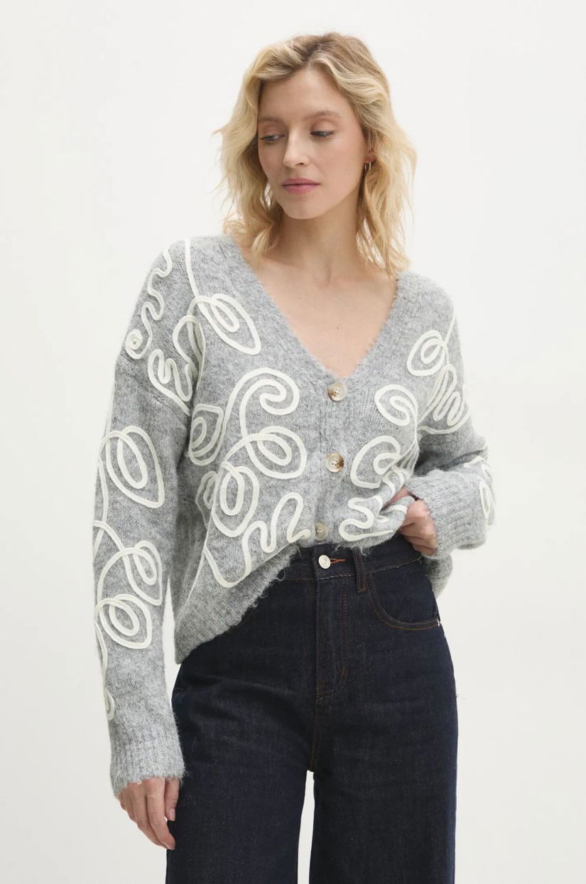 Answear Lab cardigan de lana culoarea gri