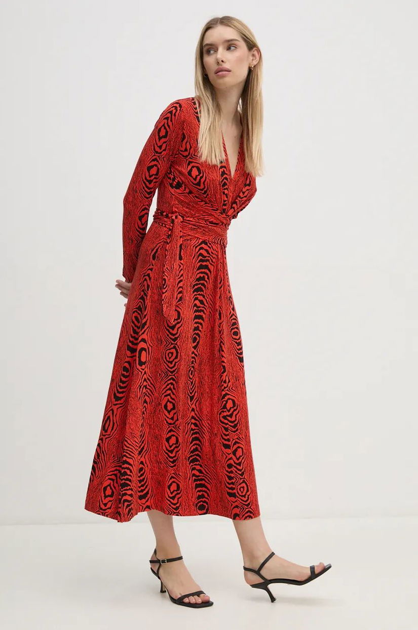 DIANE VON FURSTENBERG rochie culoarea rosu, midi, evazati, DVFDW3S019