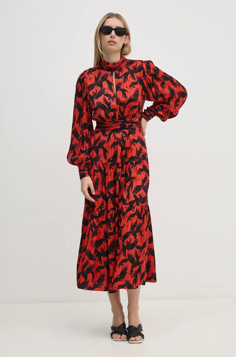 DIANE VON FURSTENBERG rochie culoarea rosu, midi, evazati, DVFDL3S054