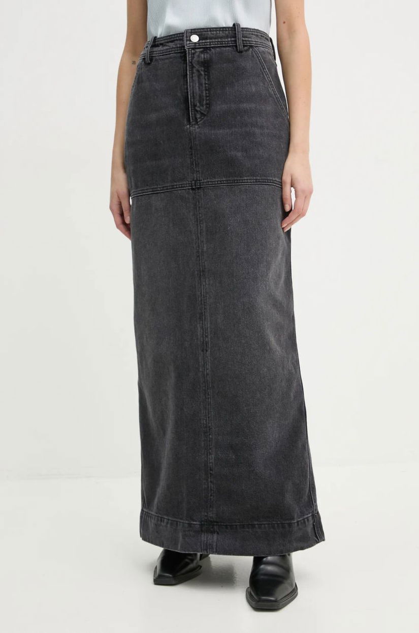 A.L.C. fustă din denim Hunter culoarea gri, maxi, dreaptă, 3SKRT00581