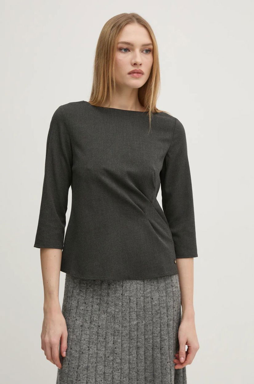 Pedro del Hierro bluza femei, culoarea gri, neted, 6638233