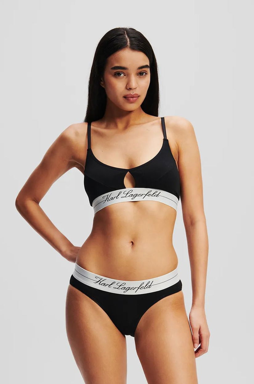 Karl Lagerfeld sutien culoarea negru, bumbac, neted, A1W47092