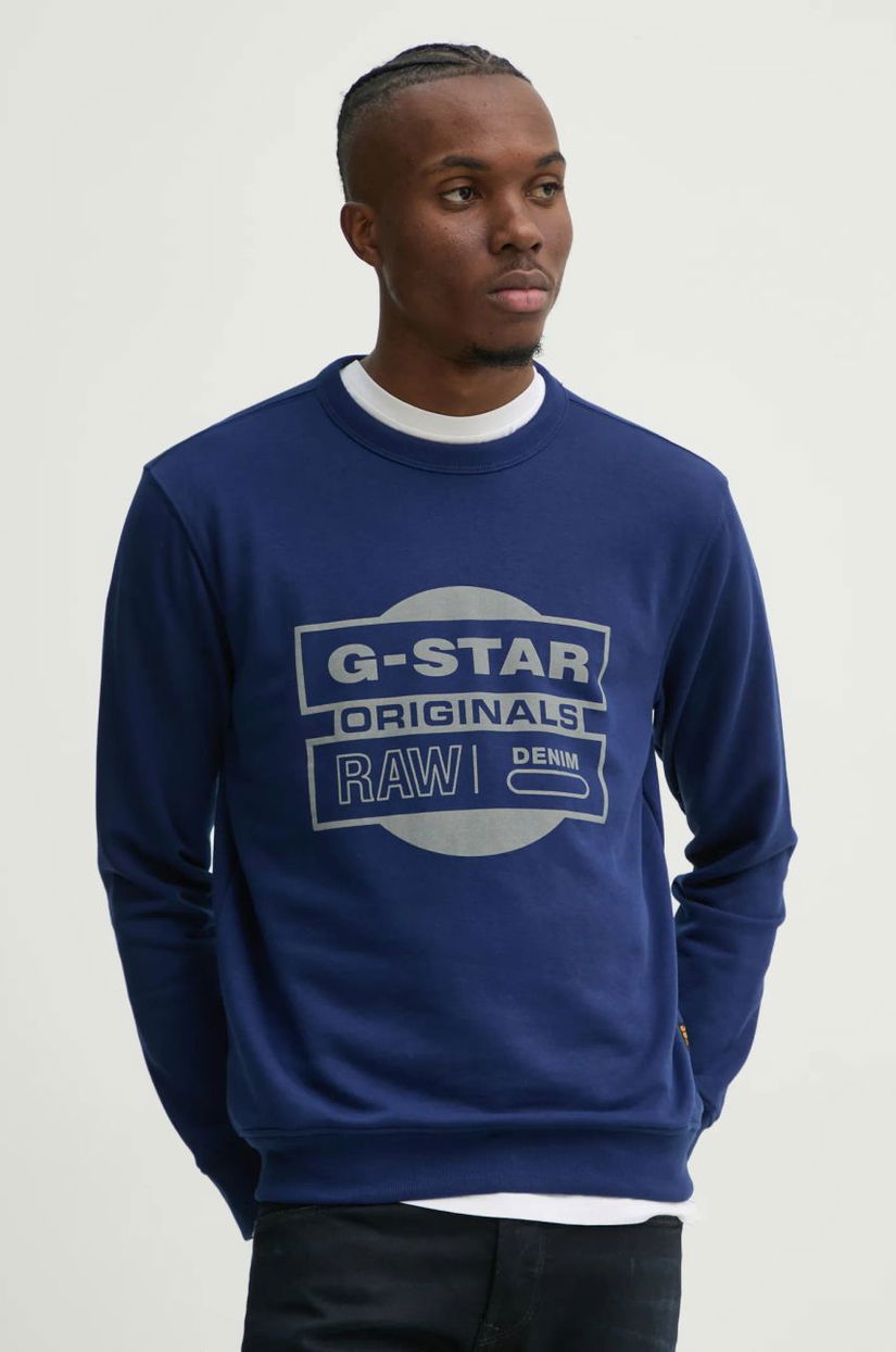 G-Star Raw bluza barbati, culoarea albastru marin, cu imprimeu, D25441-D797