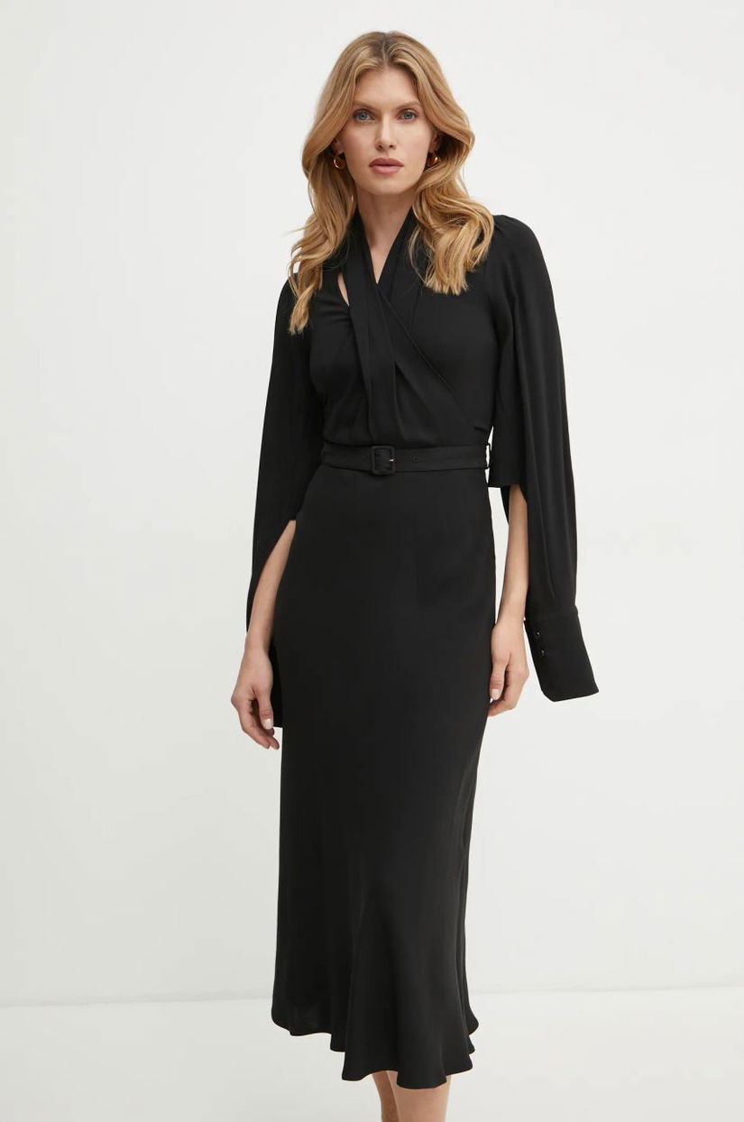 Patou rochie culoarea negru, maxi, evazati, DR1450193