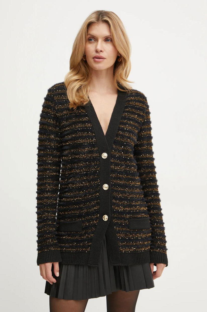 Simona Corsellini cardigan femei, culoarea negru, A24CPCRO03