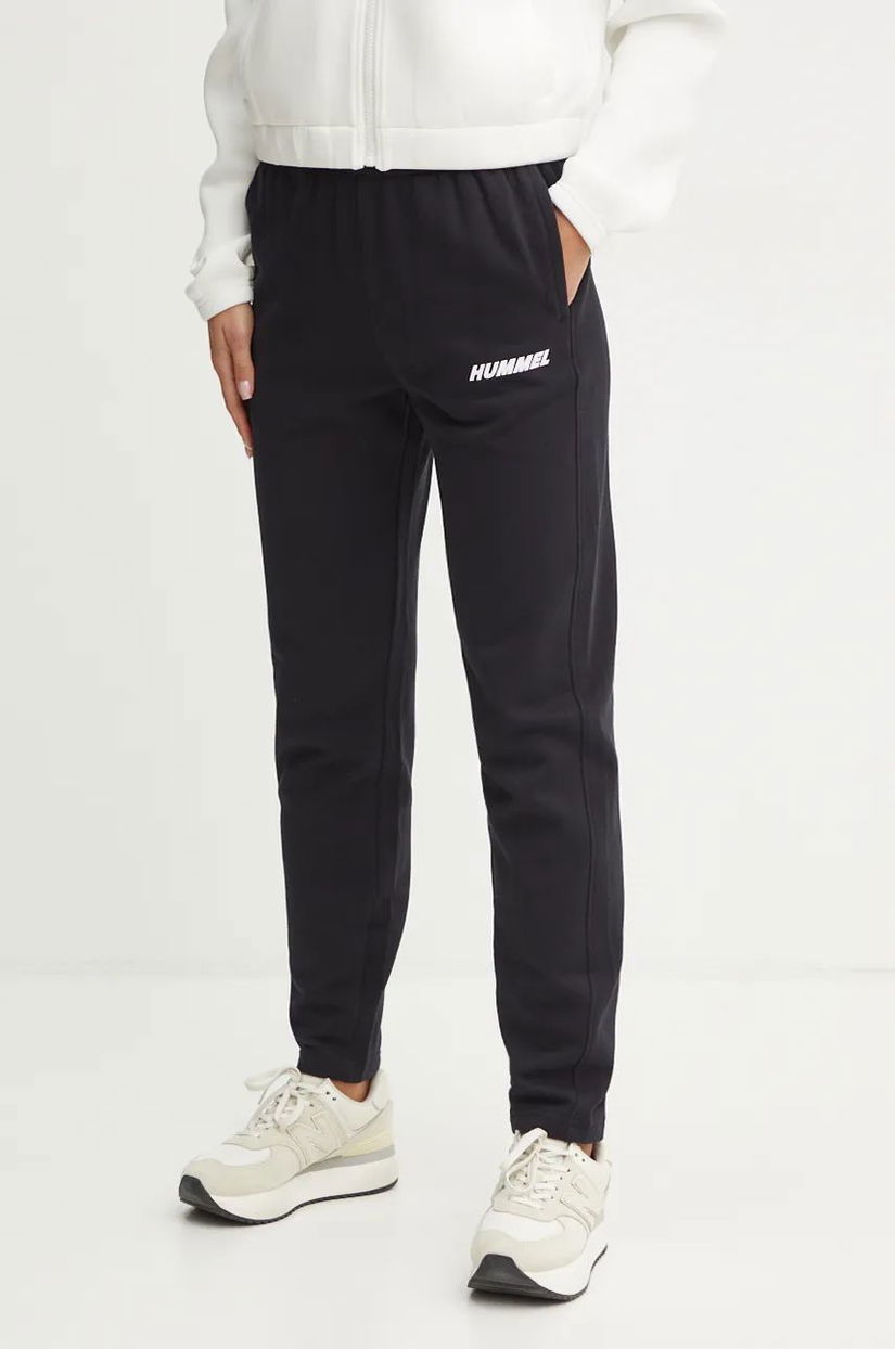 Hummel pantaloni de trening din bumbac culoarea negru, cu imprimeu, 225891