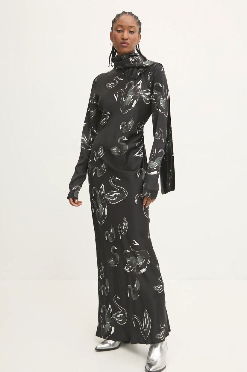 MSGM rochie culoarea negru, maxi, evazati, 3742MDA27.247853