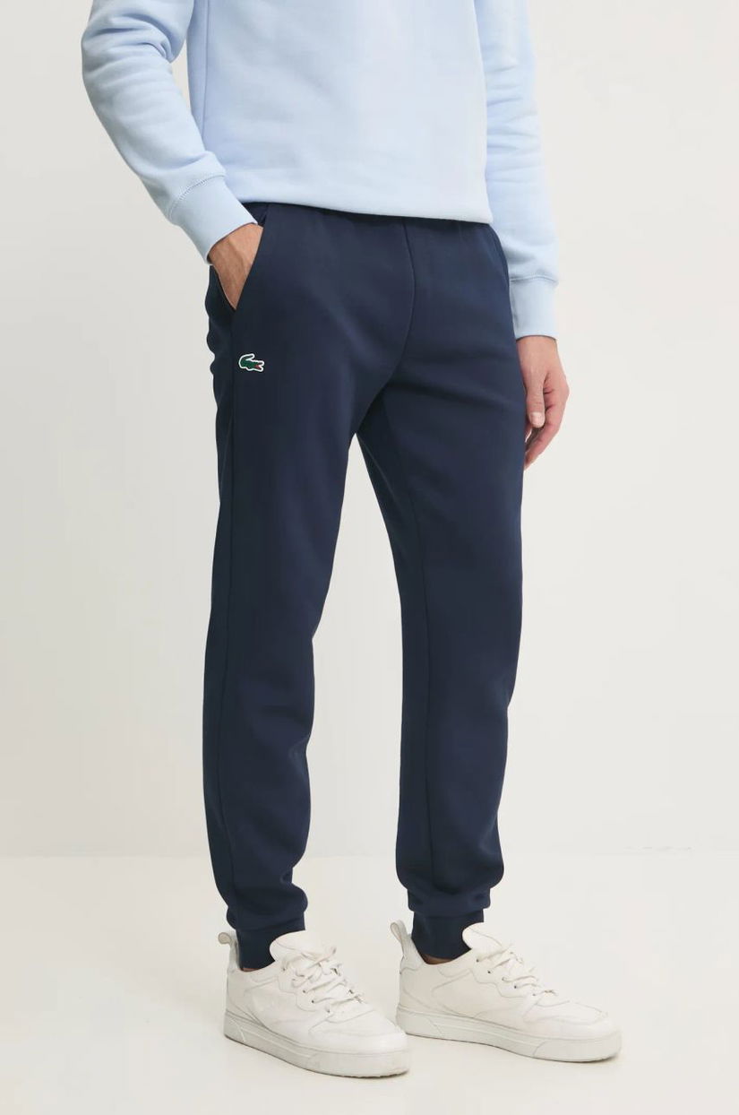 Lacoste pantaloni de trening culoarea albastru marin, neted