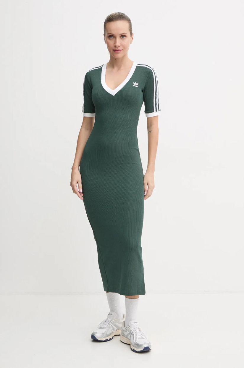 adidas Originals rochie culoarea verde, maxi, mulata, IY7216