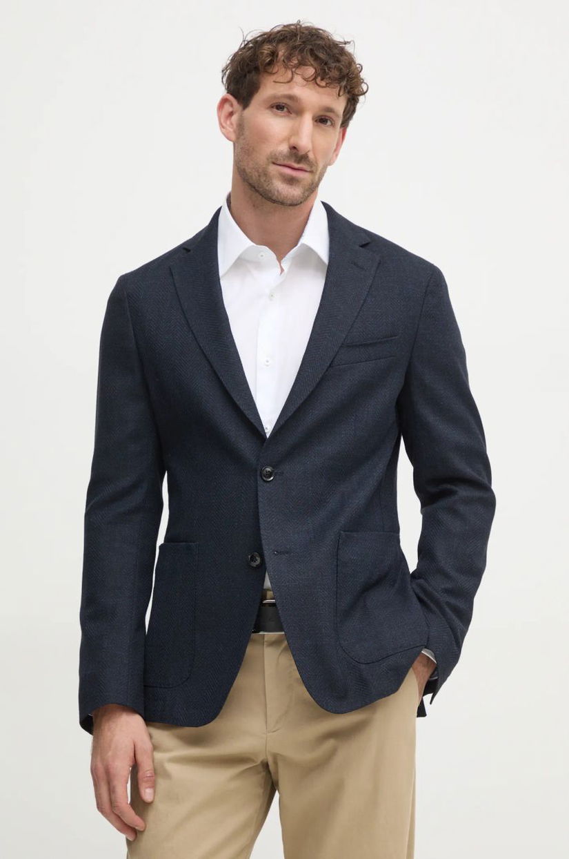 BOSS blazer din amestec de in culoarea albastru marin, 50538028