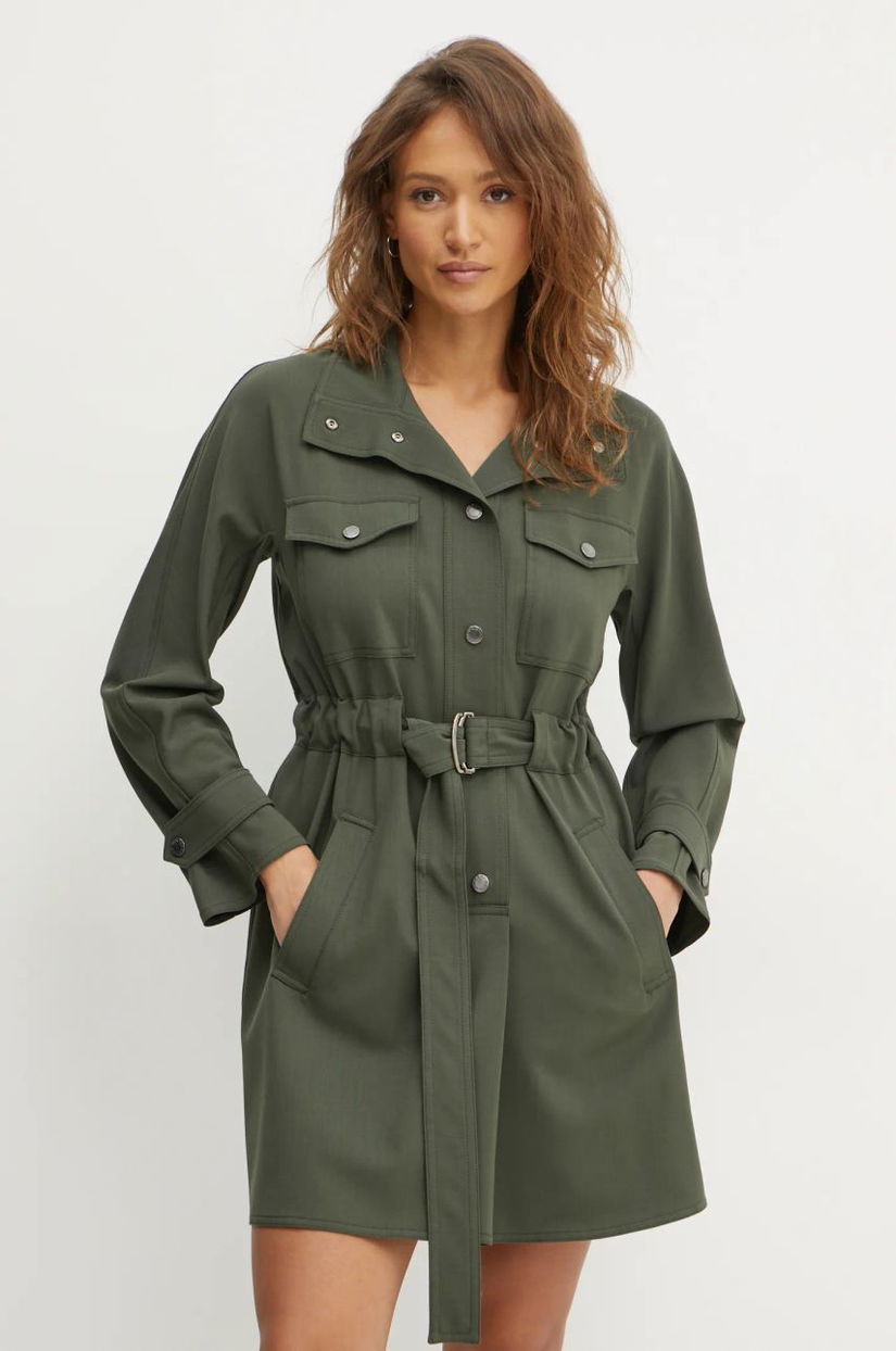 Weekend Max Mara rochie din amestec de lana culoarea verde, mini, oversize, 2425226012600