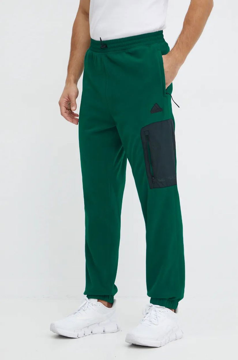 adidas pantaloni de trening City Escape culoarea verde, neted, IV7412