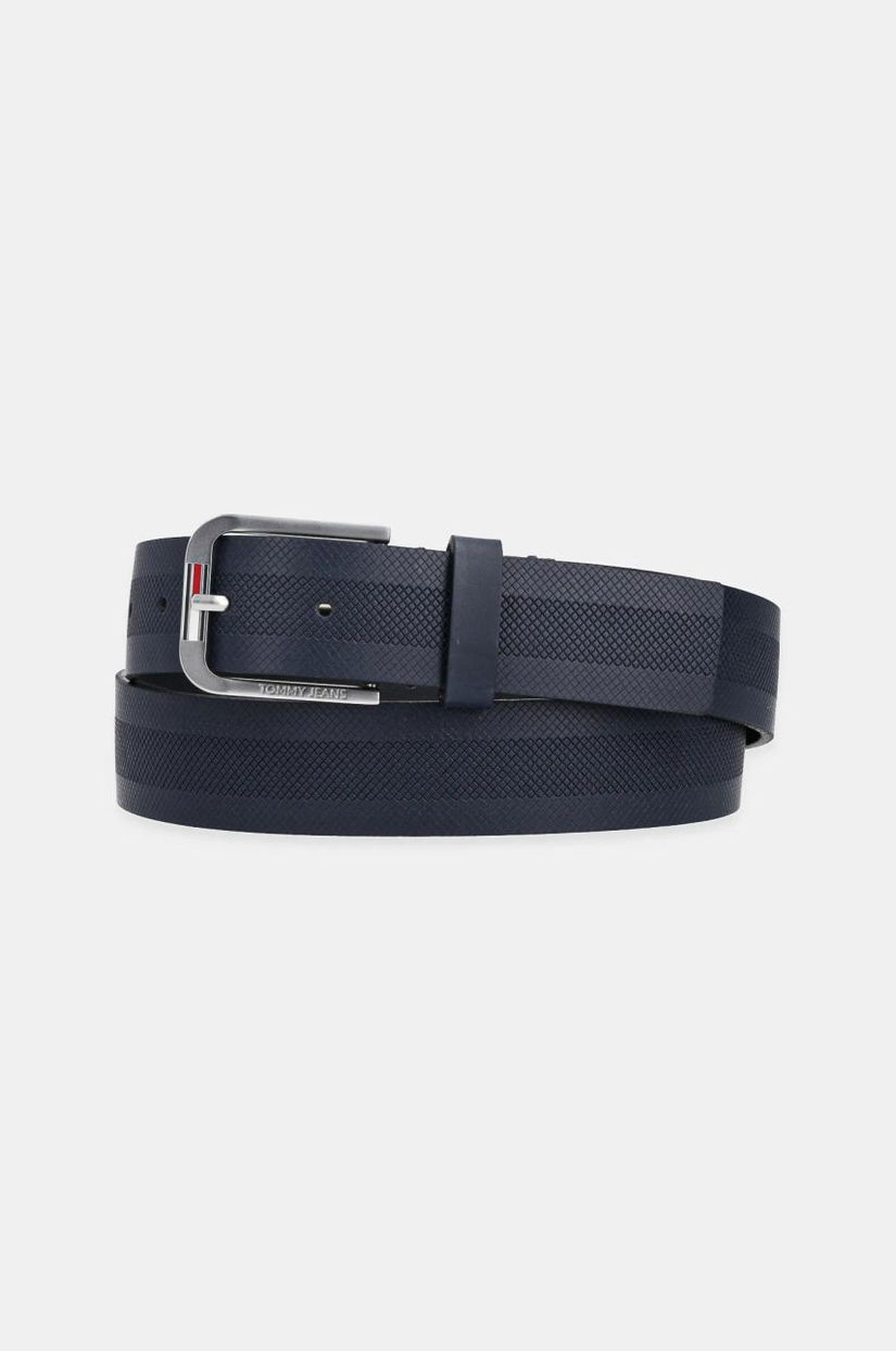 Tommy Jeans curea de piele barbati, culoarea albastru marin, AM0AM12926