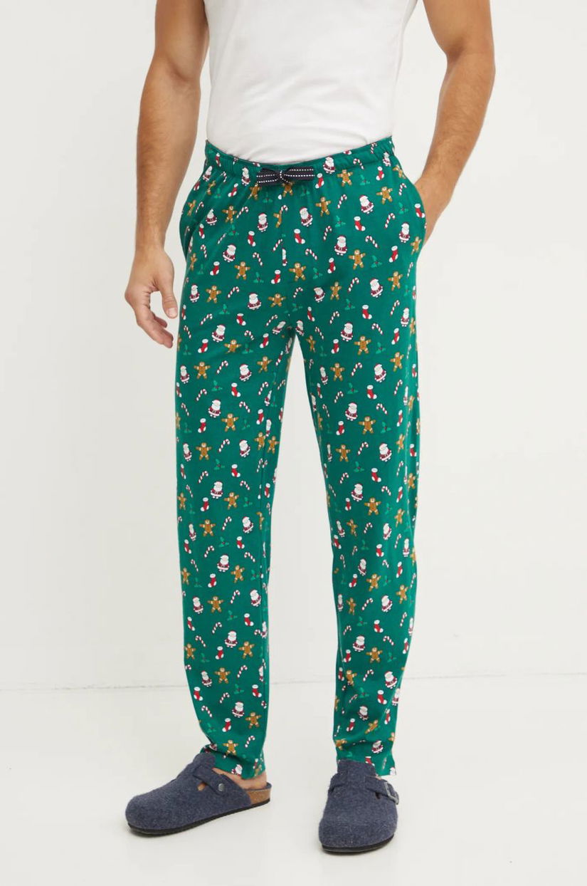 Lindbergh pantaloni pijama bumbac culoarea verde, modelator, 30-997524