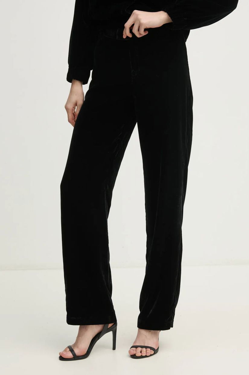 Pepe Jeans pantaloni de catifea FRANCES culoarea negru, drept, high waist, PL211798