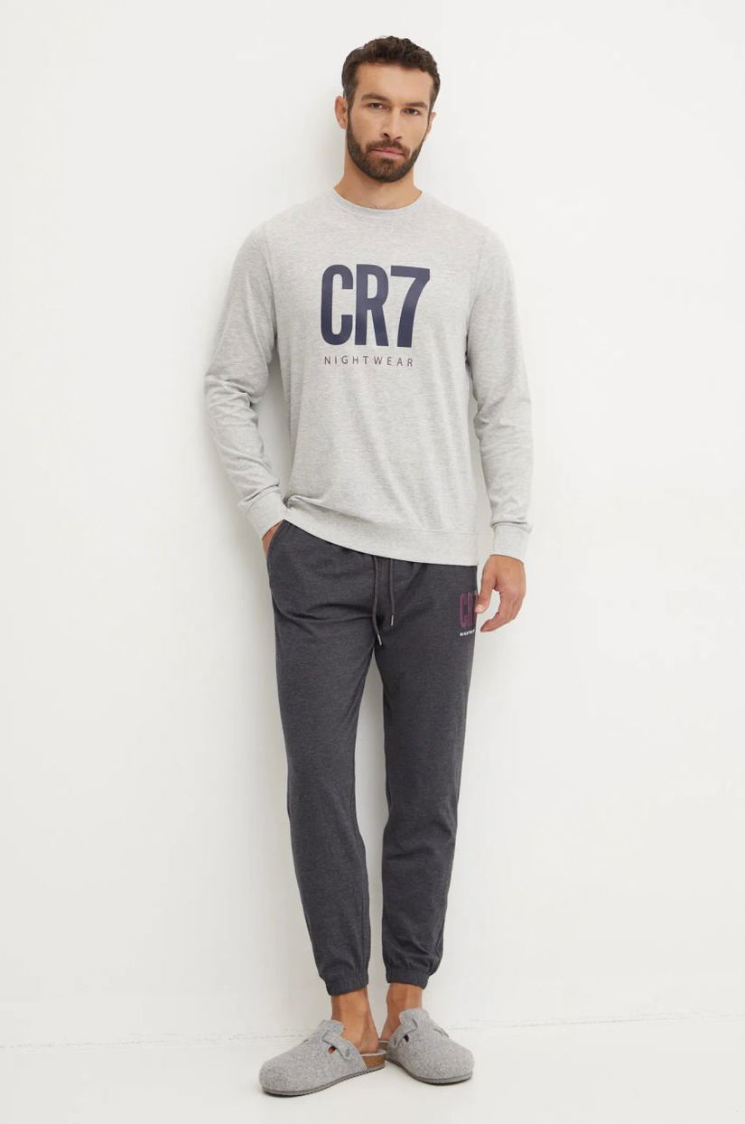 CR7 Cristiano Ronaldo pijama barbati, culoarea gri, cu imprimeu, 8730-42-1035