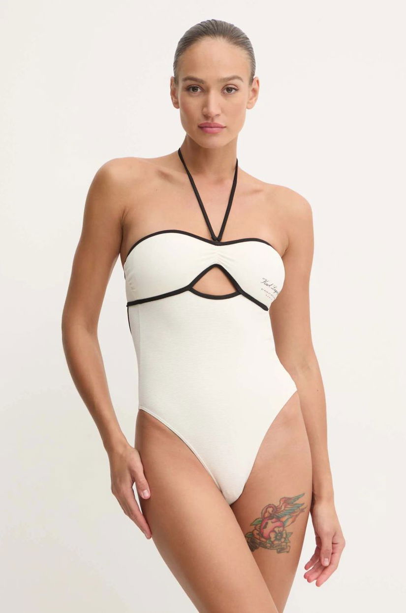 Karl Lagerfeld costum de baie dintr-o bucată culoarea bej, cupă ușor întărită, A1W46031