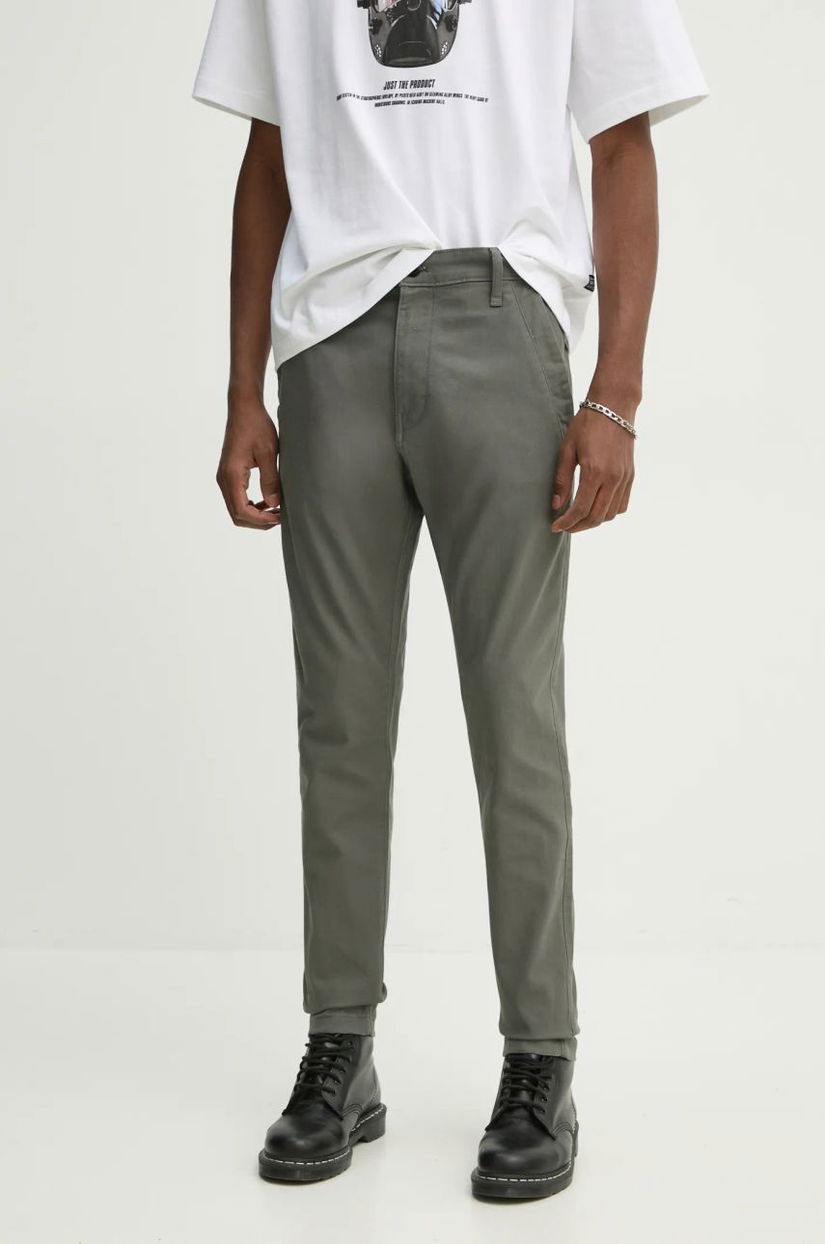 G-Star Raw pantaloni barbati, culoarea verde, cu fason chinos