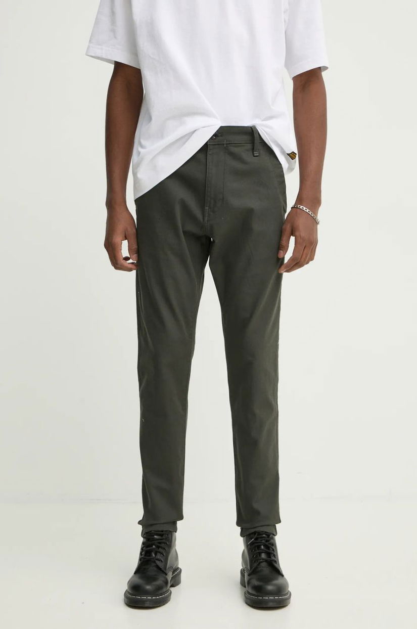 G-Star Raw pantaloni barbati, culoarea verde, cu fason chinos