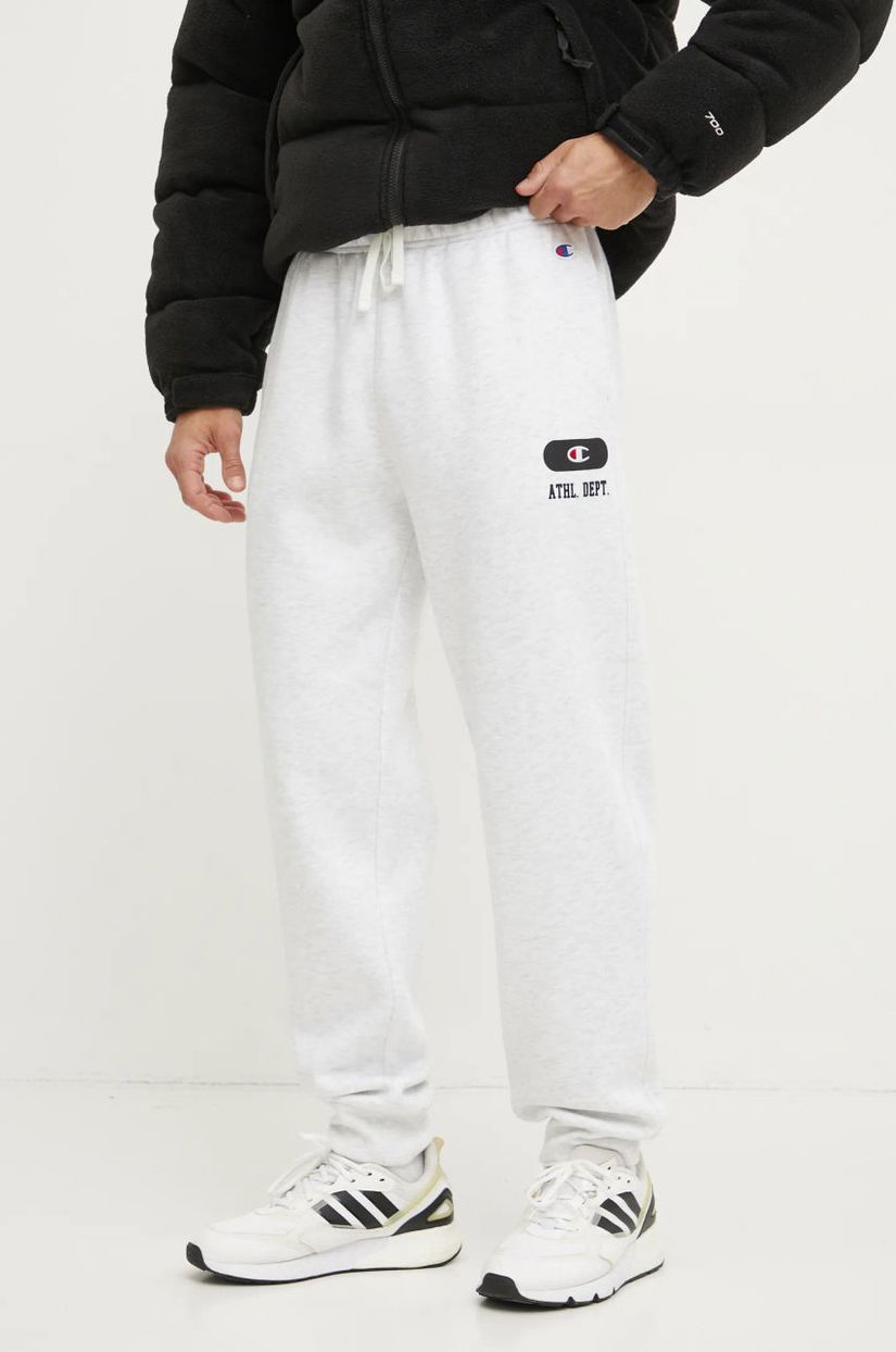 Champion pantaloni de trening culoarea bej, cu imprimeu, 220434