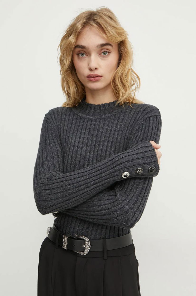 Morgan pulover MCEZE femei, culoarea gri, cu turtleneck, MCEZE