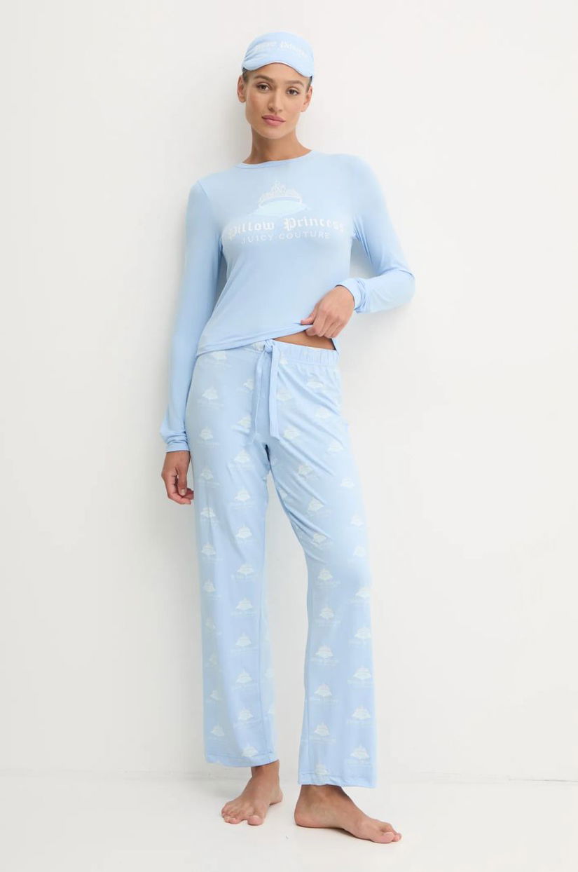 Juicy Couture pijamale cu bandă de ochi PILLOW PRINCESS LS PYJAMA SET femei, JCLPJ125662